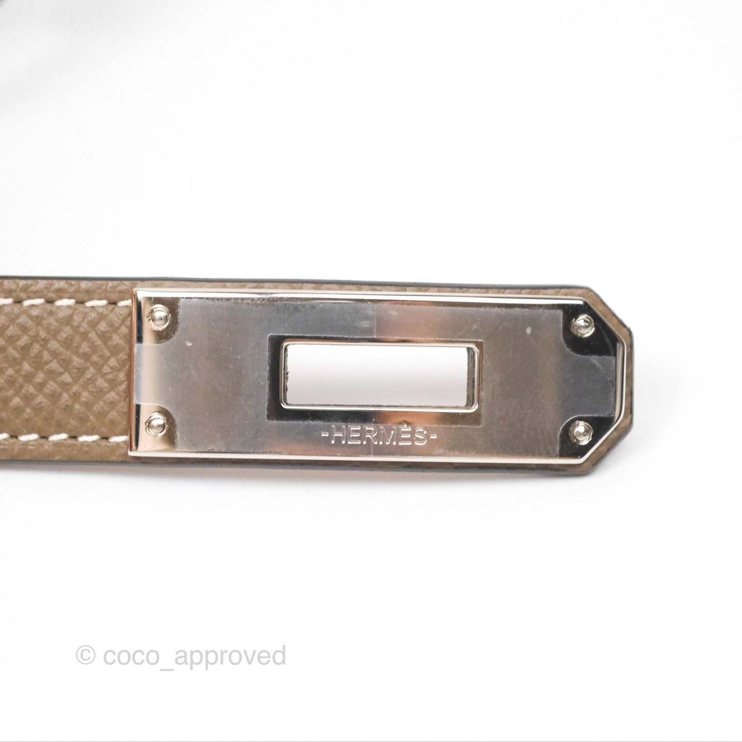 Hermès Kelly Buckle Belt Etoupe 18 Epsom Palladium Hardware