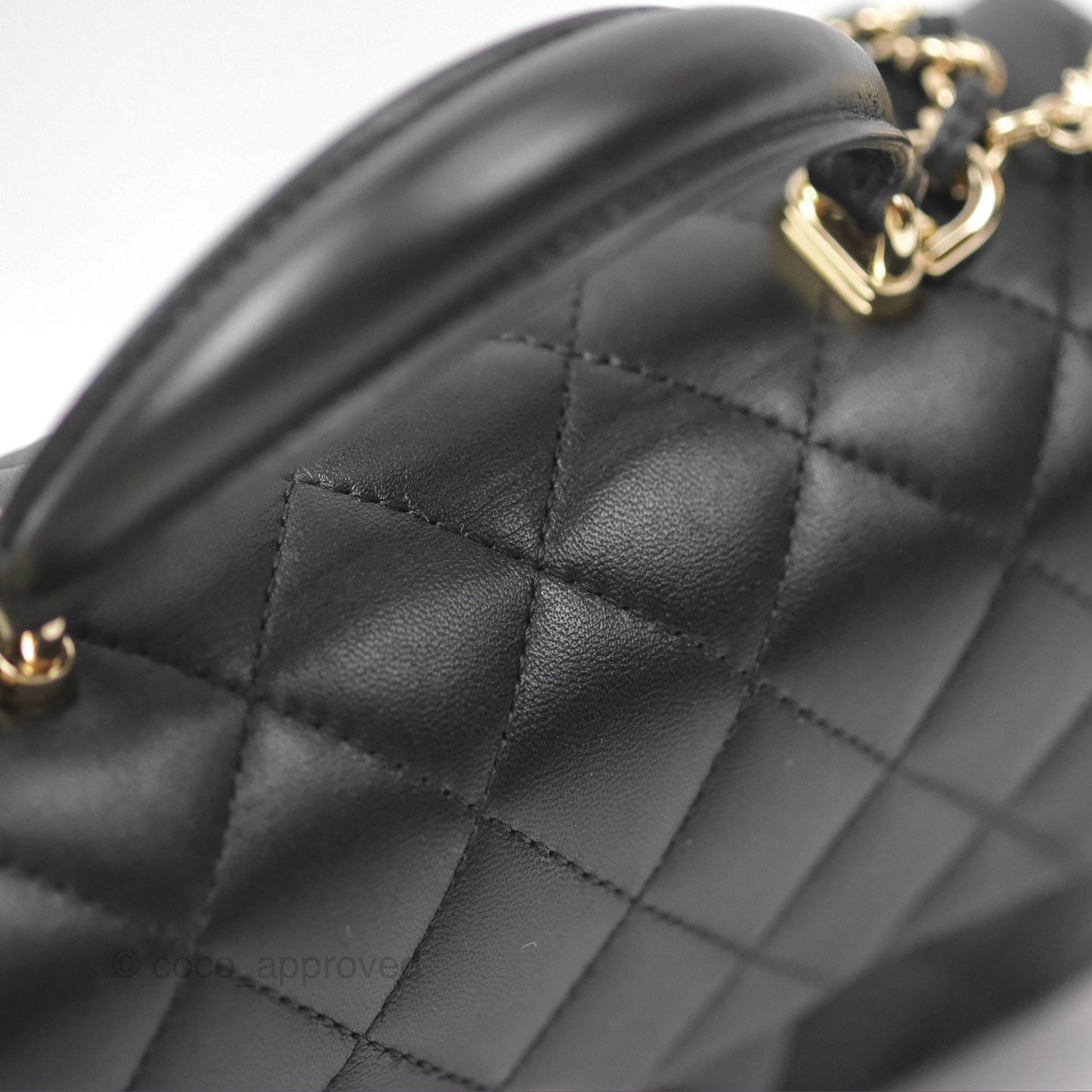 Chanel Top Handle Mini Rectangular Flap Bag with Charm Black Lambskin Gold Hardware