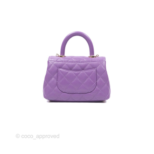 Chanel Mini Coco Handle Purple Caviar Gold Hardware