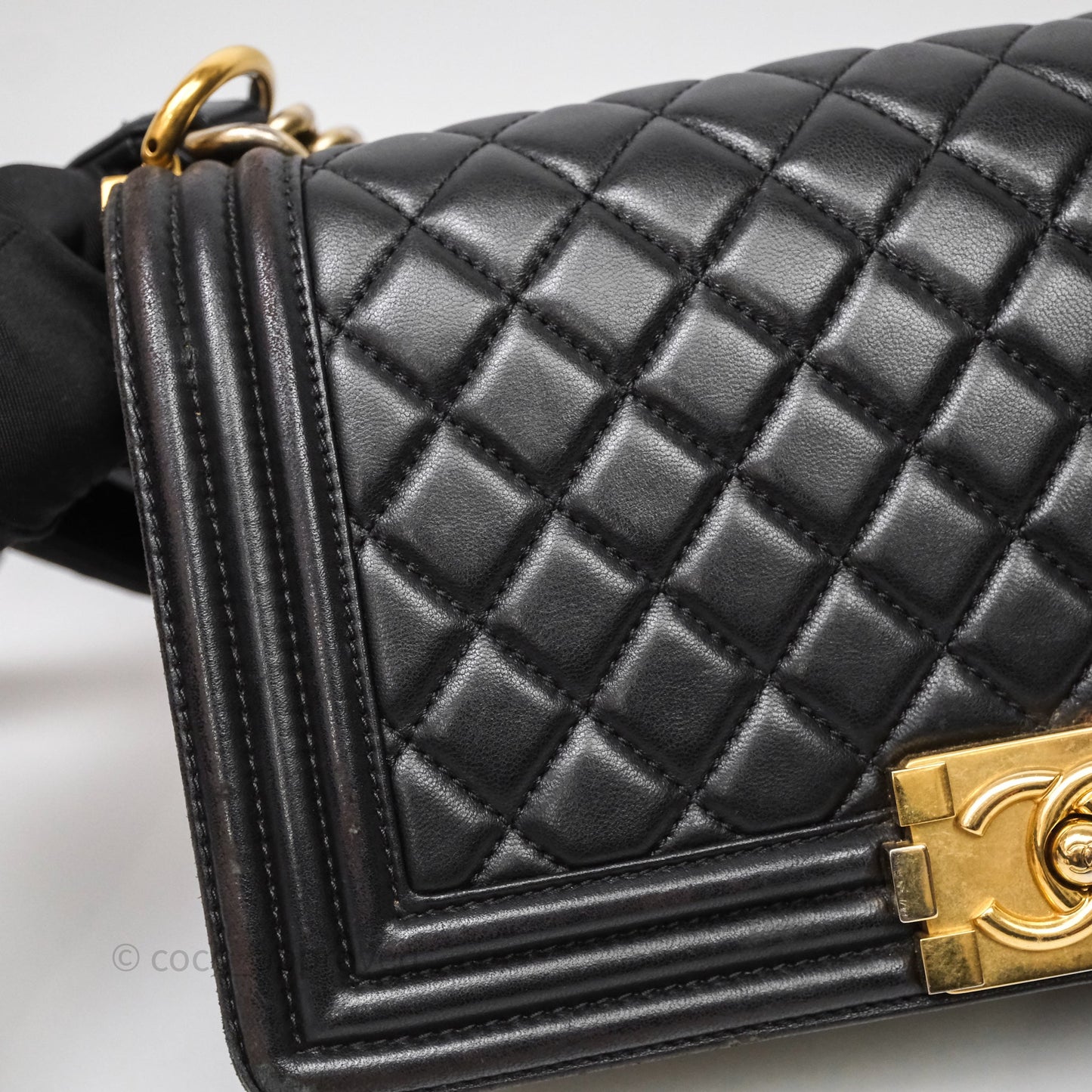 Chanel Medium Boy Quilted Black Lambskin Aged Gold Hardware
