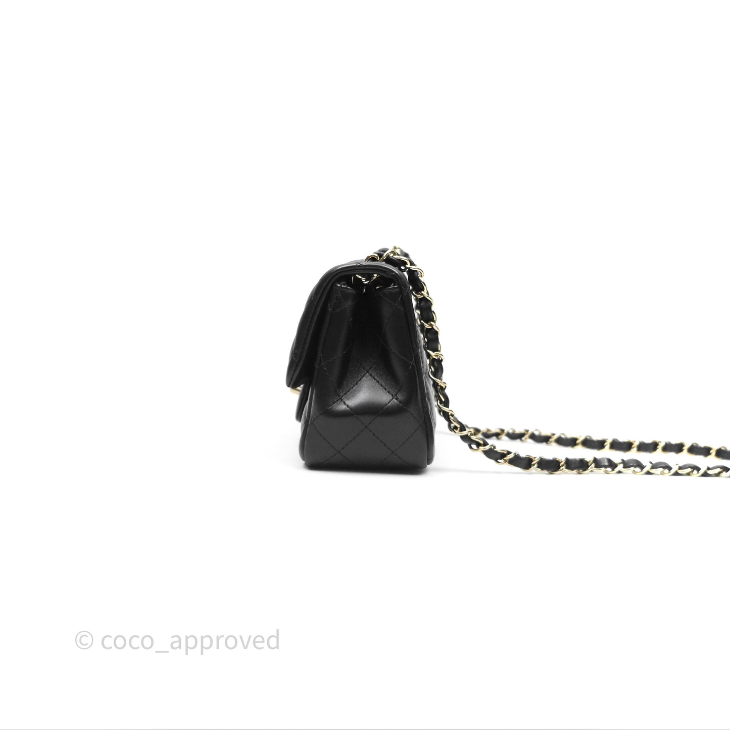 Chanel Mini Square Flap Quilted Black Lambskin Gold Hardware