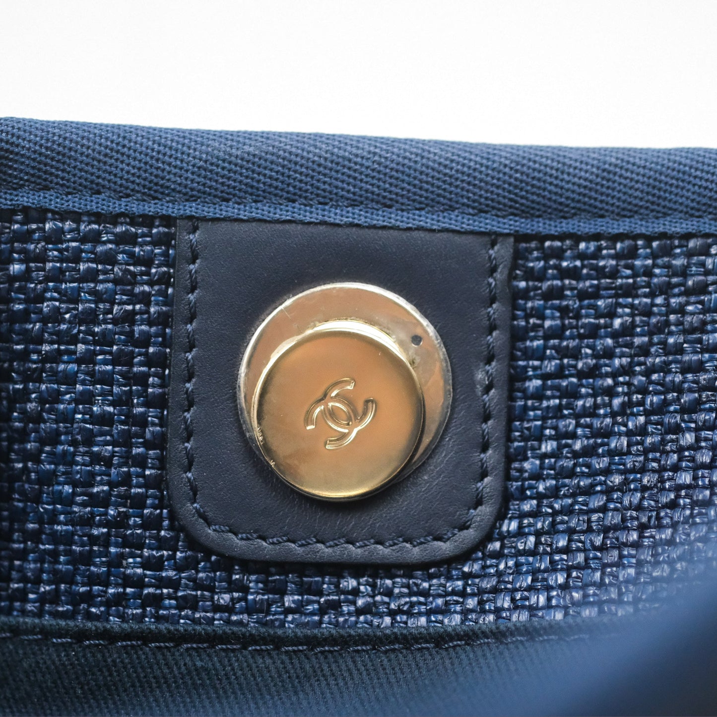 Chanel Medium Deauville Navy Canvas Gold Hardware