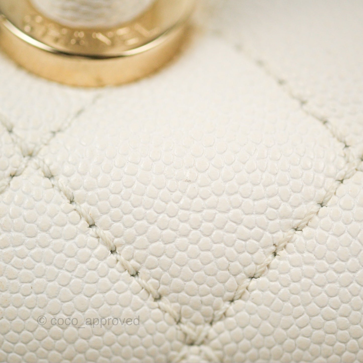 Chanel Mini Coco Handle Quilted Ivory White Caviar Gold Hardware