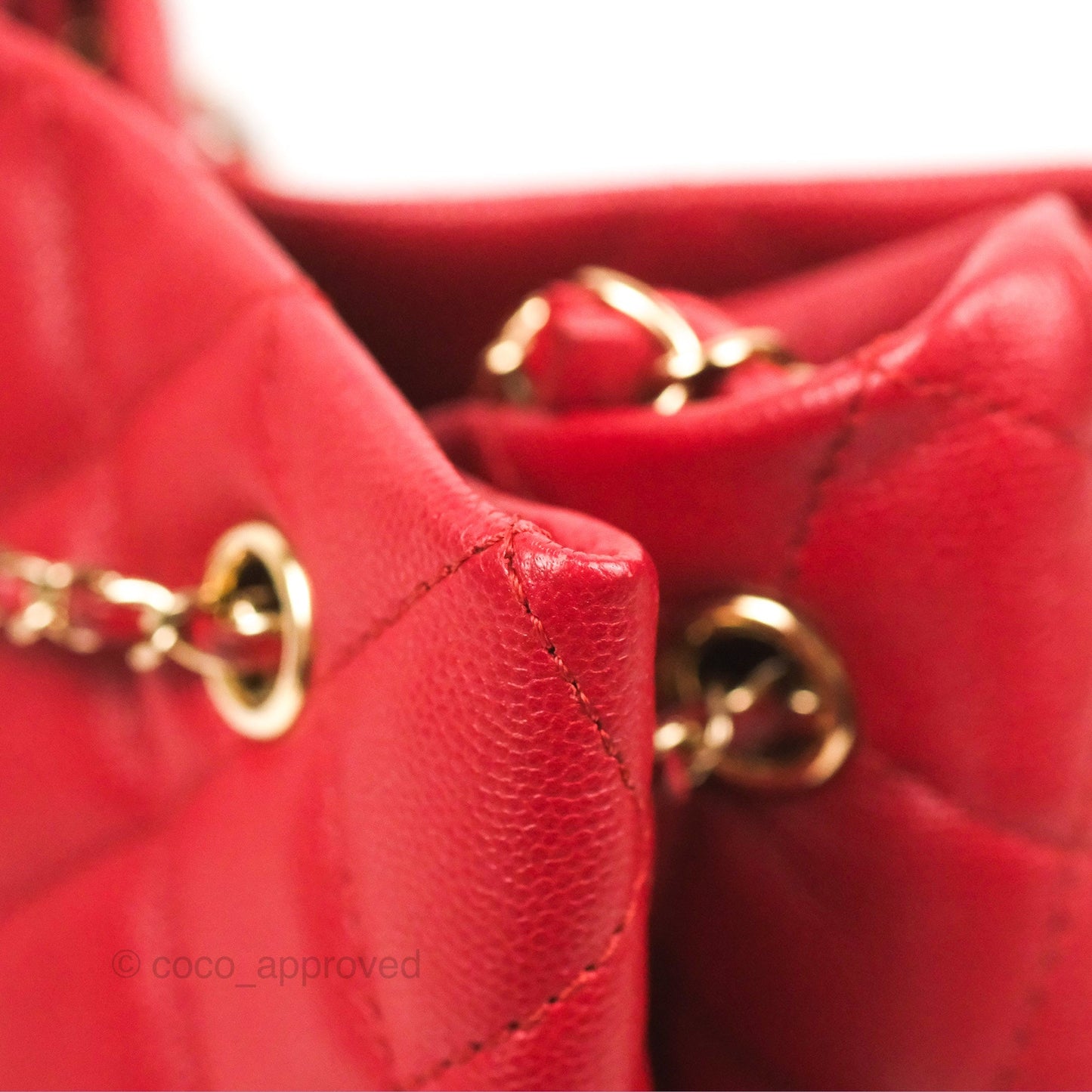 Chanel Medium Quilted Rolled Up Bucket Drawstring Bag Red Caviar Gold Hardware