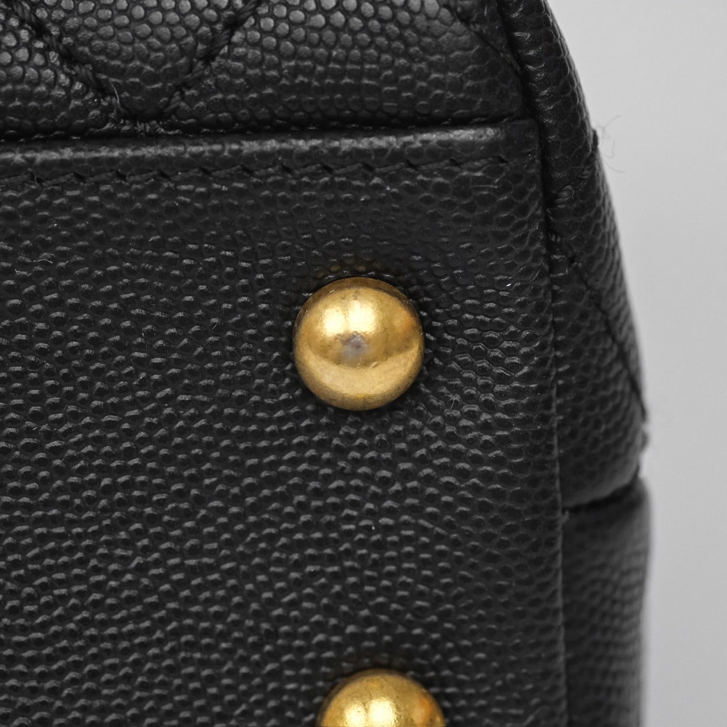Chanel Small Coco Handle Black Caviar Gold Hardware Lizard Embossed Handle