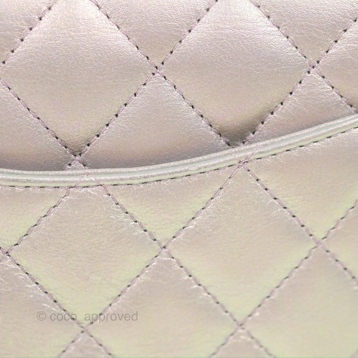 Chanel Quilted Mini Rectangular Iridescent Lilac Calfskin Silver Hardware