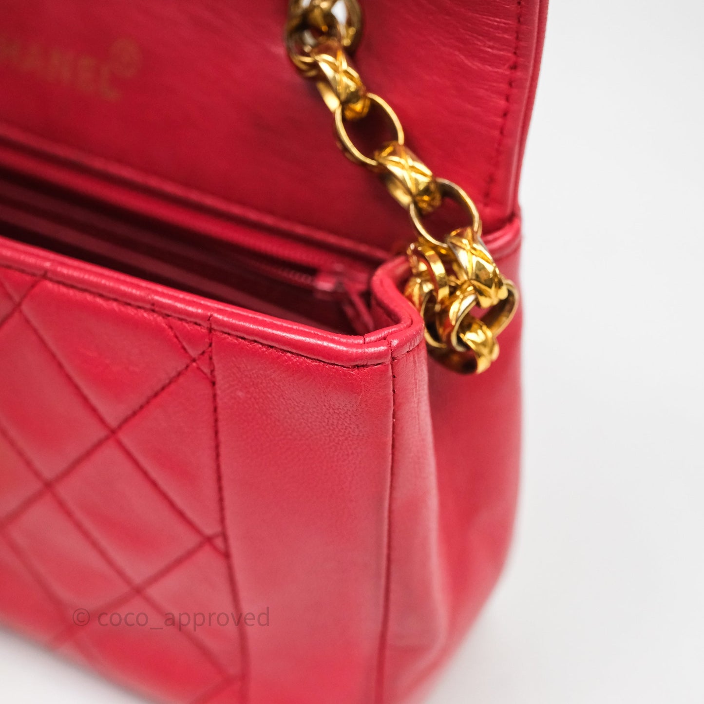Chanel Vintage Mini Bijoux Chain Flap Bag Red Gold Hardware