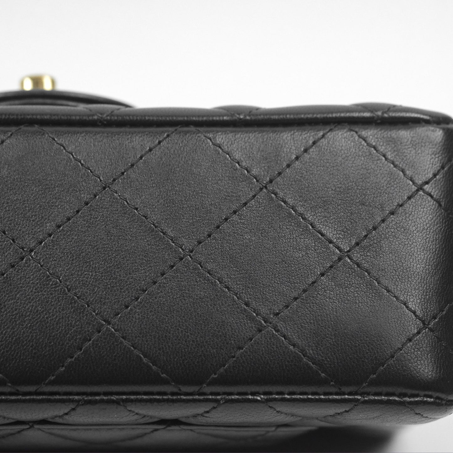 Chanel Quilted Mini Rectangular Flap Black Lambskin Gold Hardware