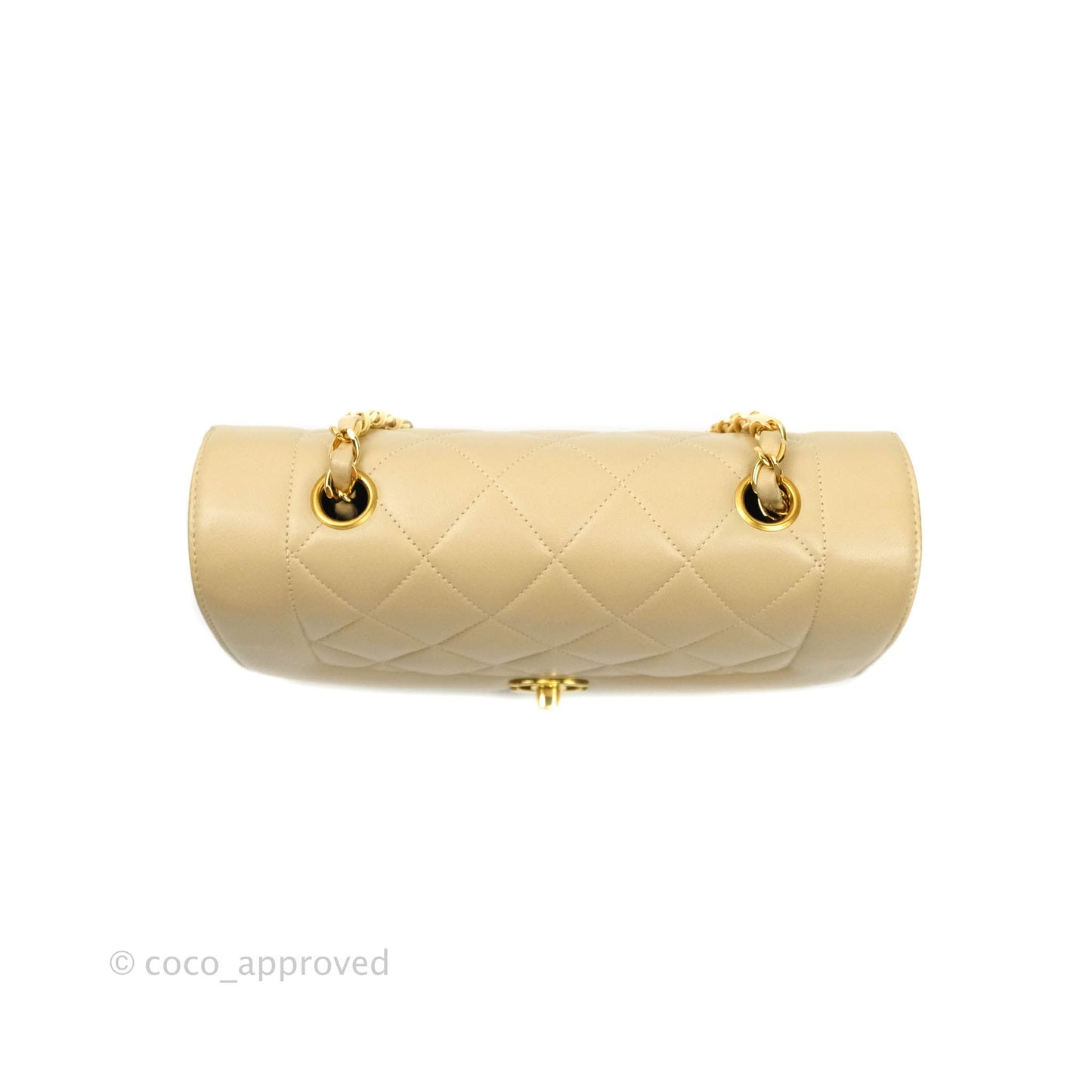 Chanel Vintage Small Quilted Classic Diana Flap Bag Beige Lambskin 24K Gold Hardware