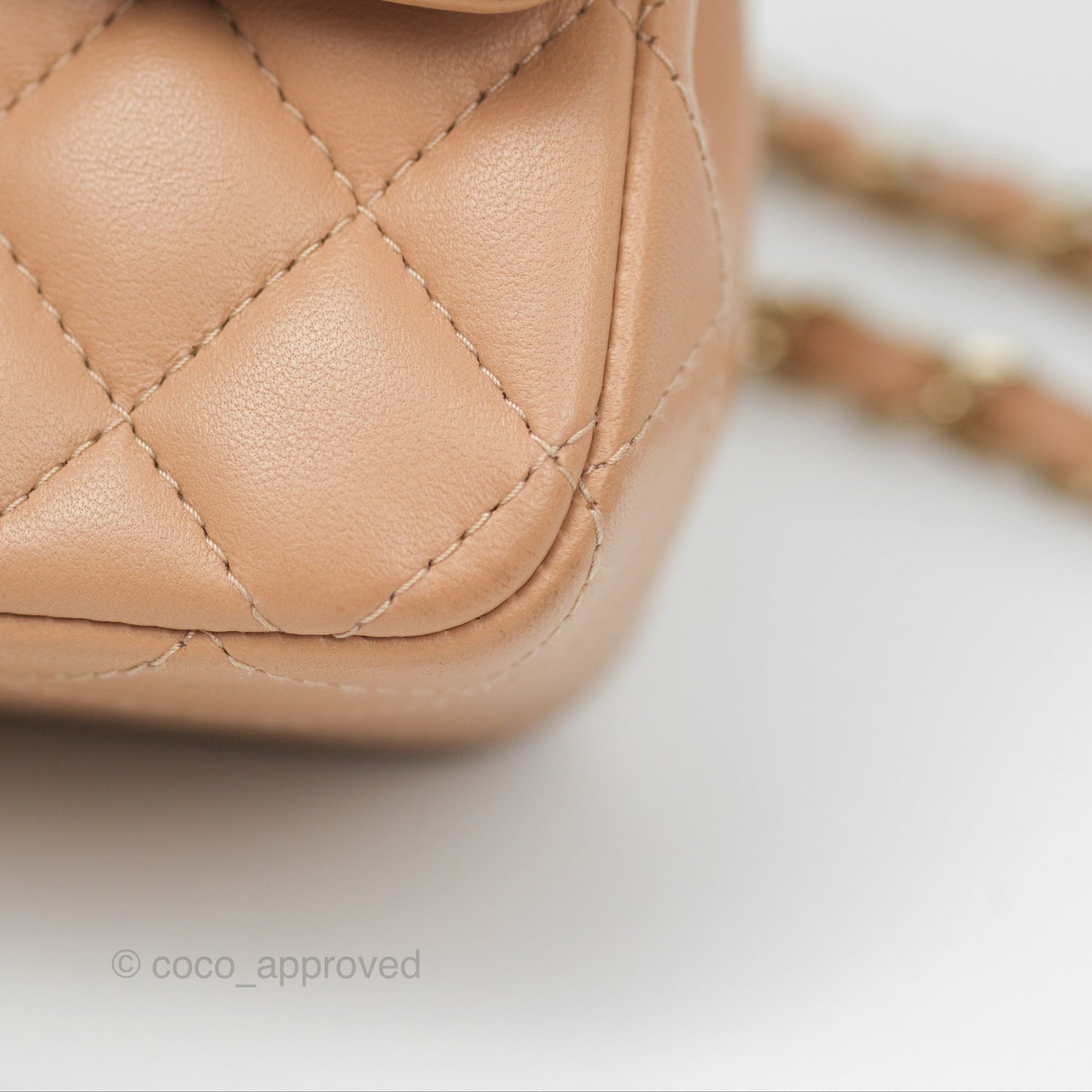 Chanel Quilted Mini Rectangular Beige Lambskin Gold Hardware