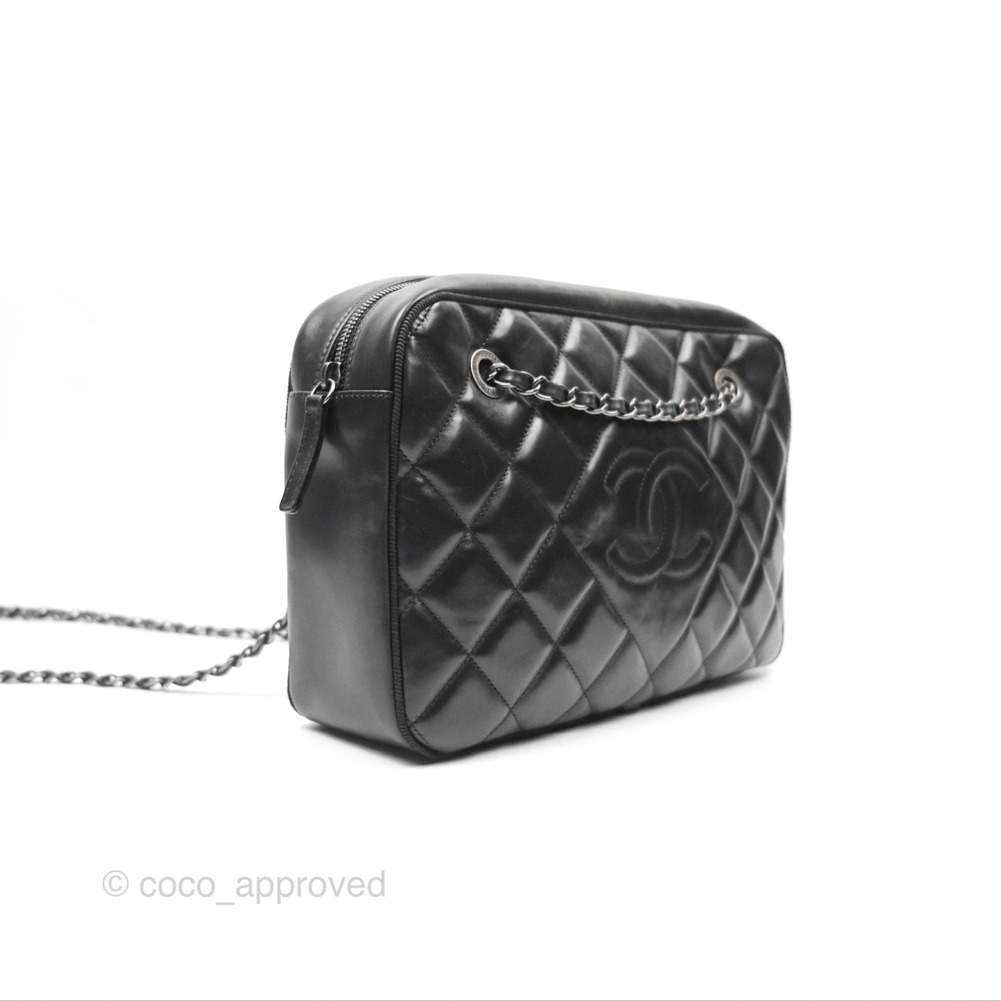 Chanel Large Ballerine Camera Case Black Calfskin Ruthenium Hardware