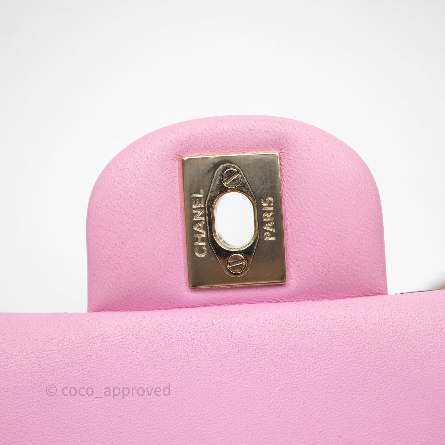 Chanel Top Handle Mini Rectangular Flap Black/Pink Lambskin Gold Hardware 23P