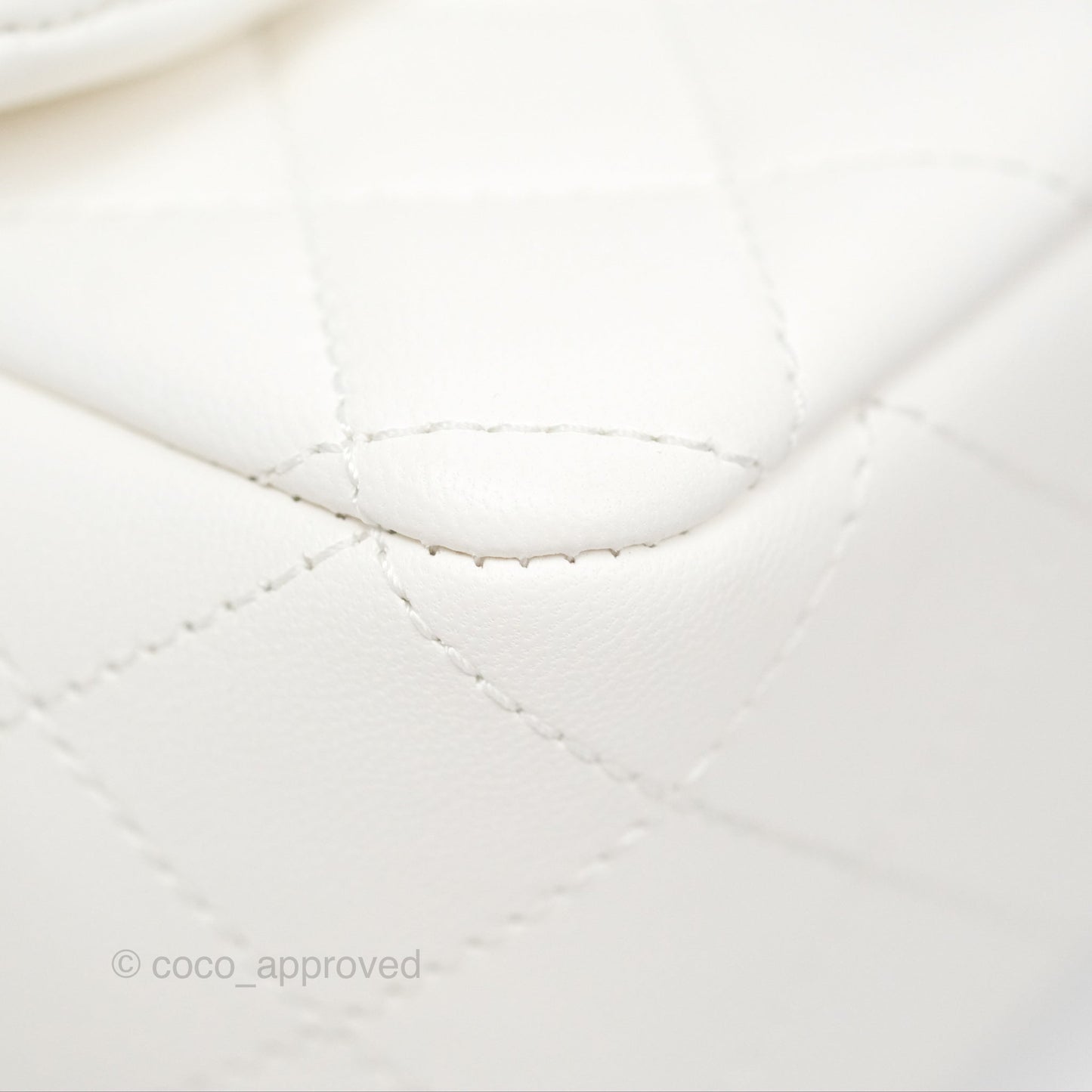 Chanel Mini Rectangular Pearl Crush Quilted White Lambskin Aged Gold Hardware