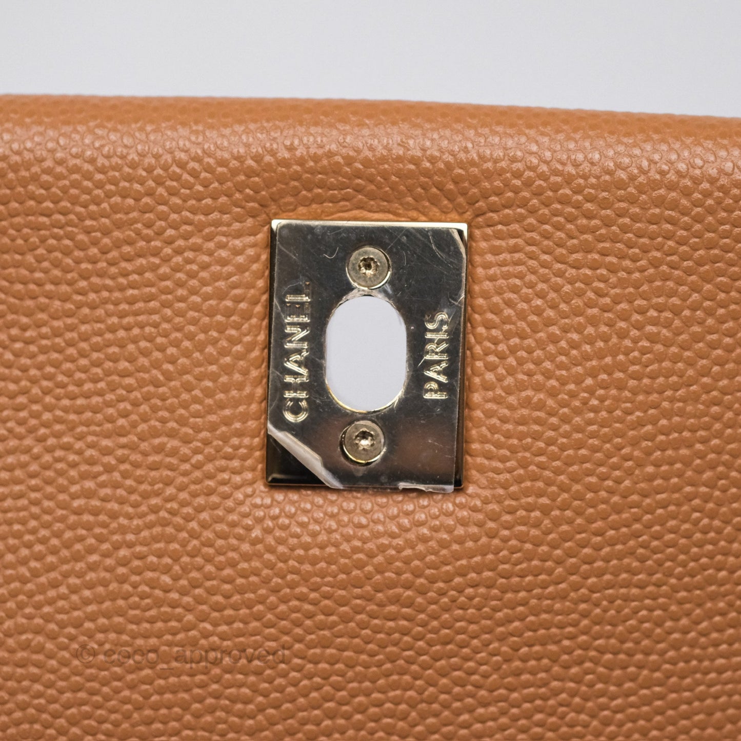 Chanel Small Coco Handle Caramel Beige Caviar Gold Hardware