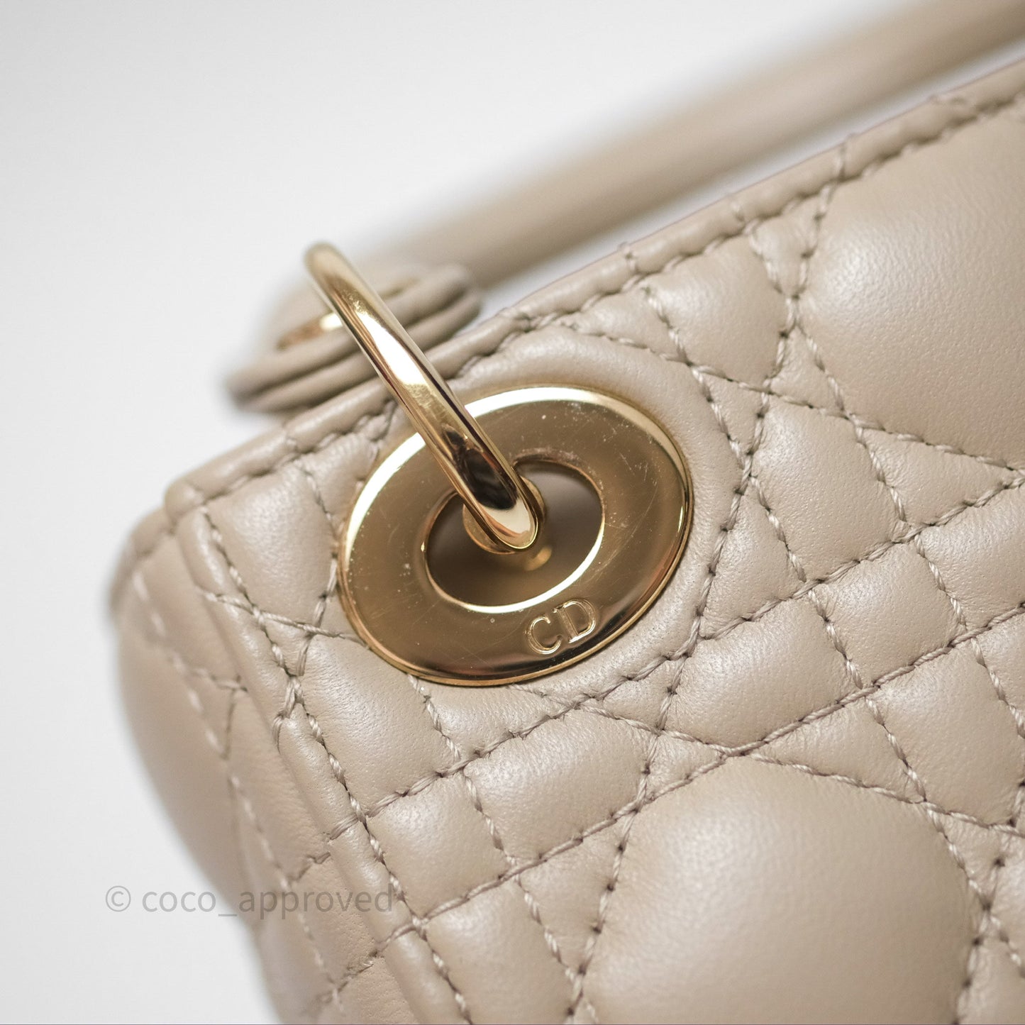 Christian Dior Micro Lady Dior Cannage Beige Lambskin Gold Hardware