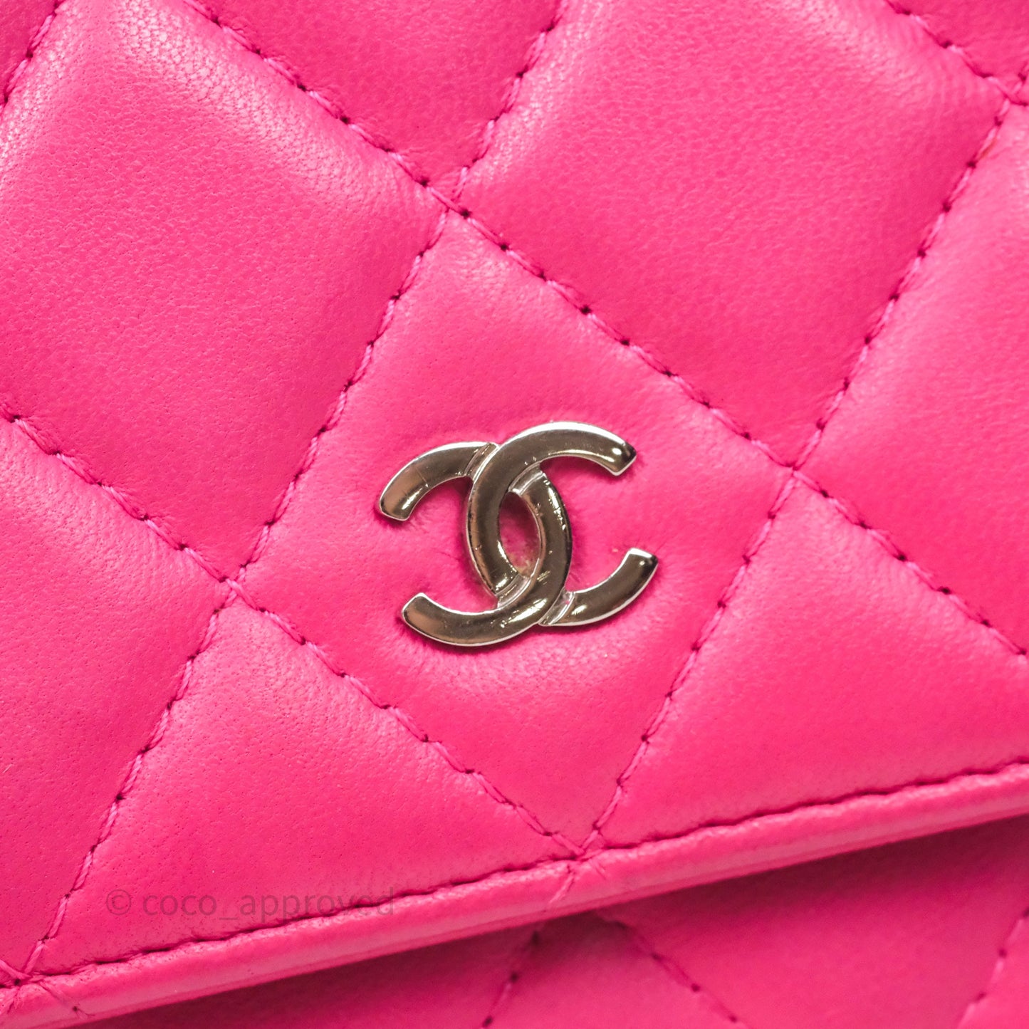 Chanel Quilted Wallet on Chain WOC Pink Lambskin Silver Hardware