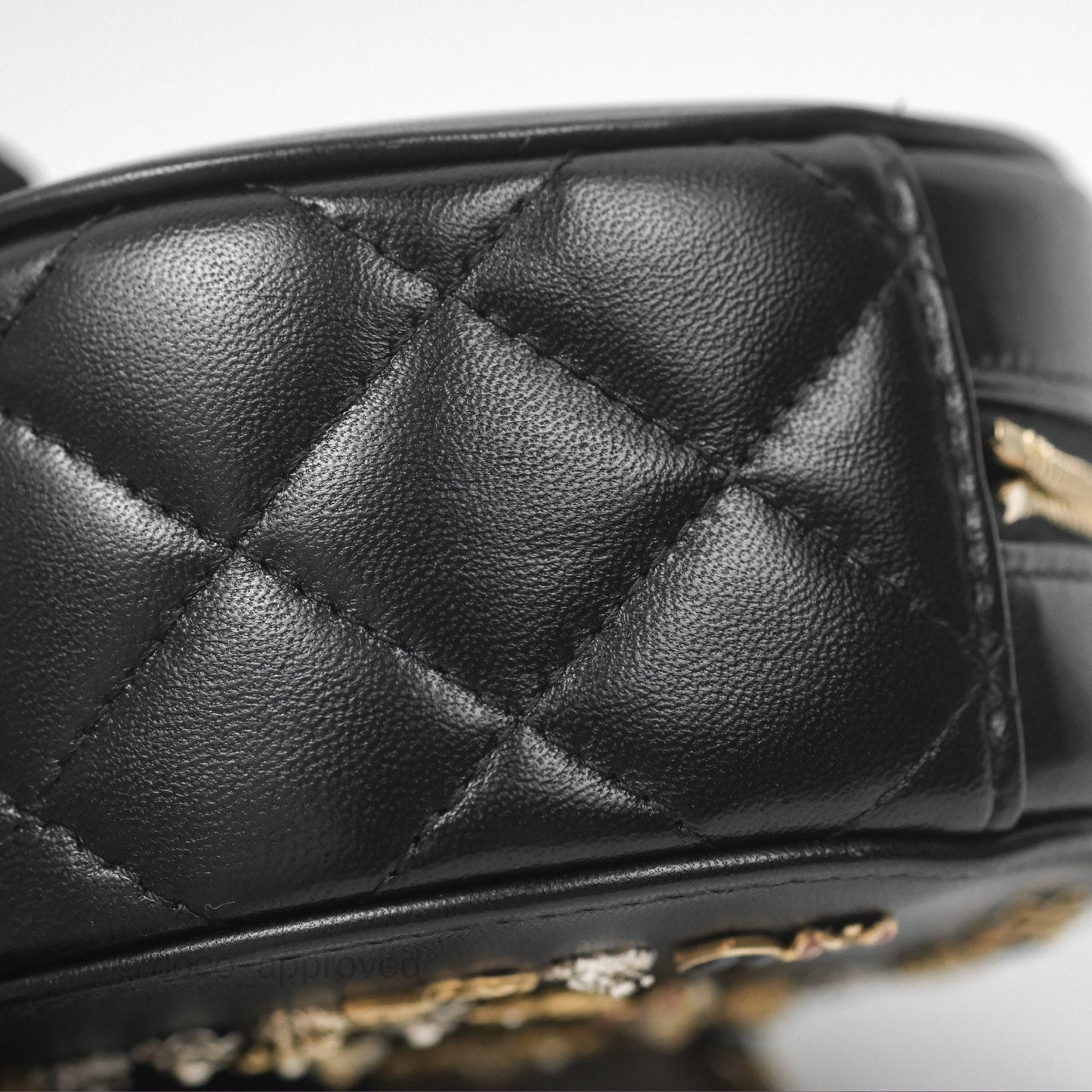 Chanel Studded CC Round Clutch With Chain Black Lambskin Gold Hardware