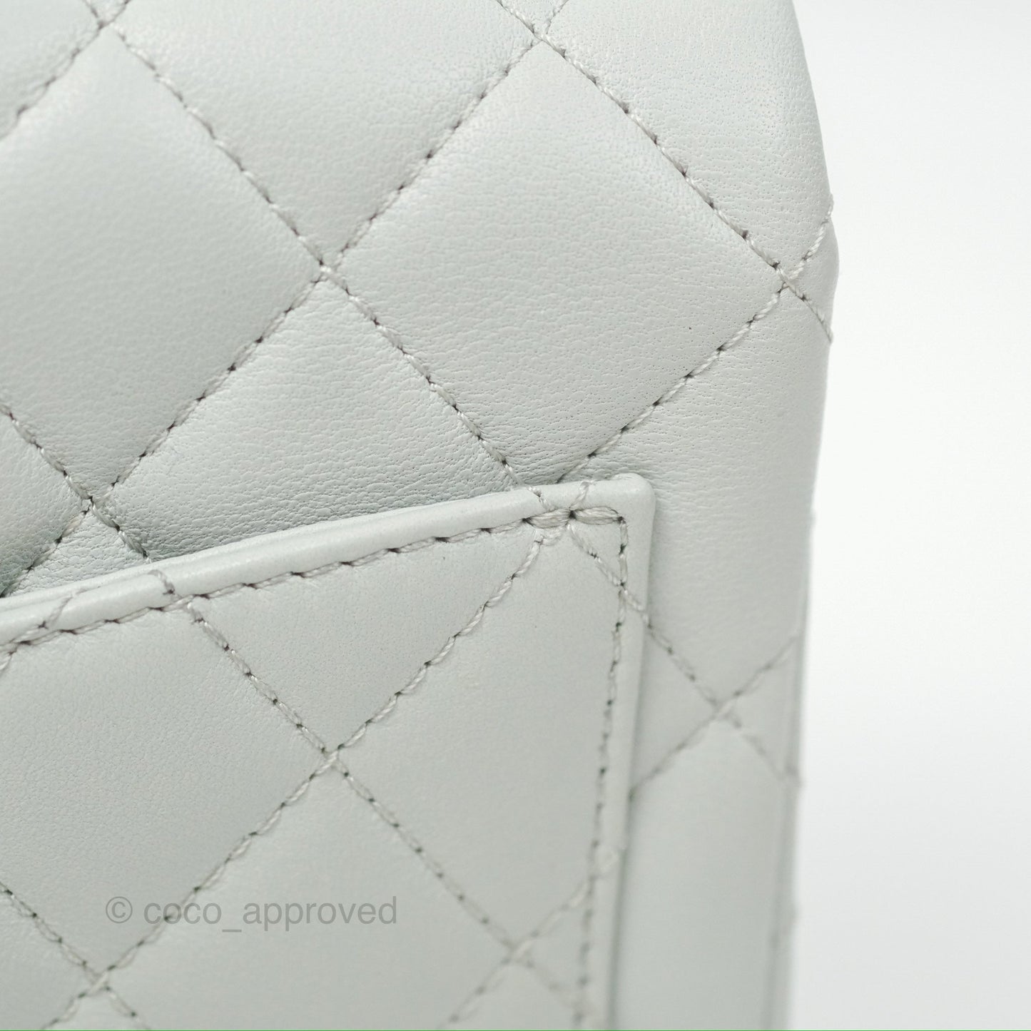 Chanel Quilted Mini Square Flap with Camellia Adjustable Chain Blue Clair Lambskin 23S