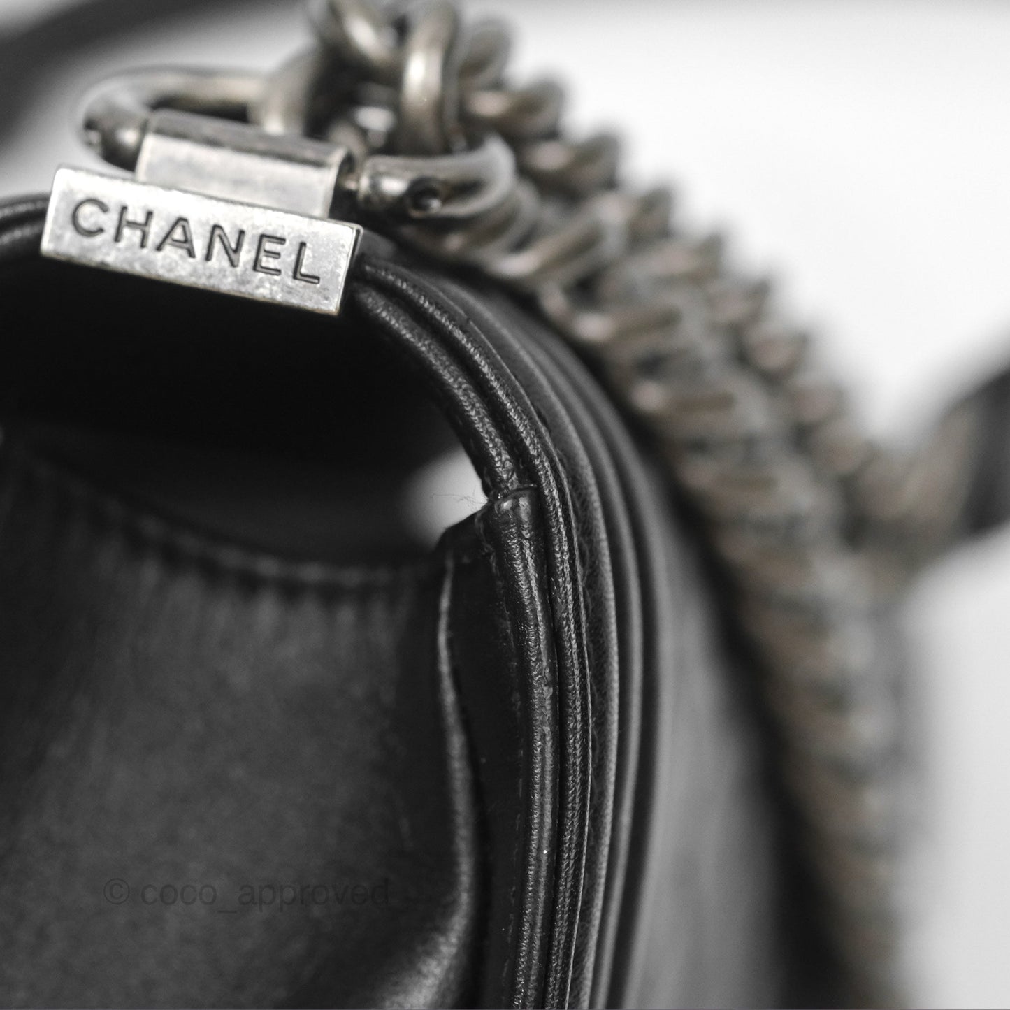 Chanel Small Boy Black Calfskin Ruthenium Hardware