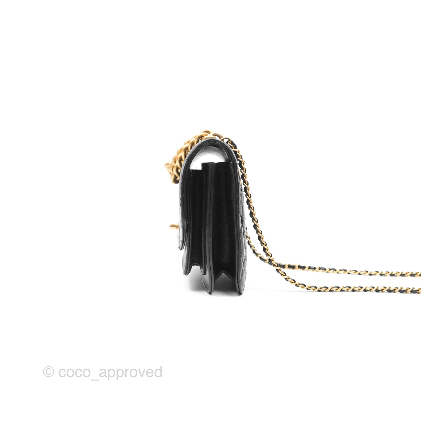 Chanel Chain Handle Small Flap Bag Black Calfskin