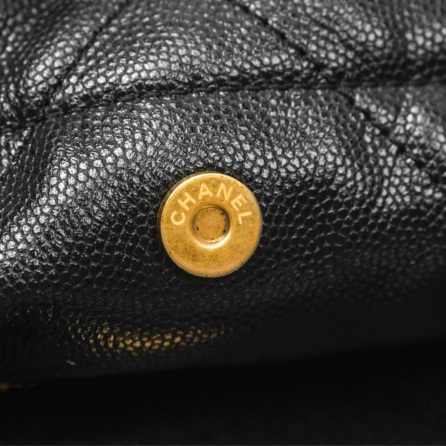 Chanel 22 Small Black Shiny Caviar Aged Gold Hardware
