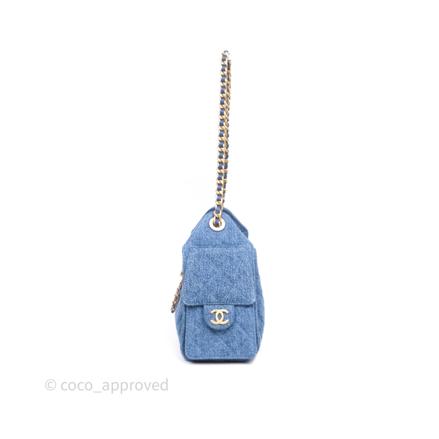 Chanel 25 Mini Washed Denim Aged Gold Hardware