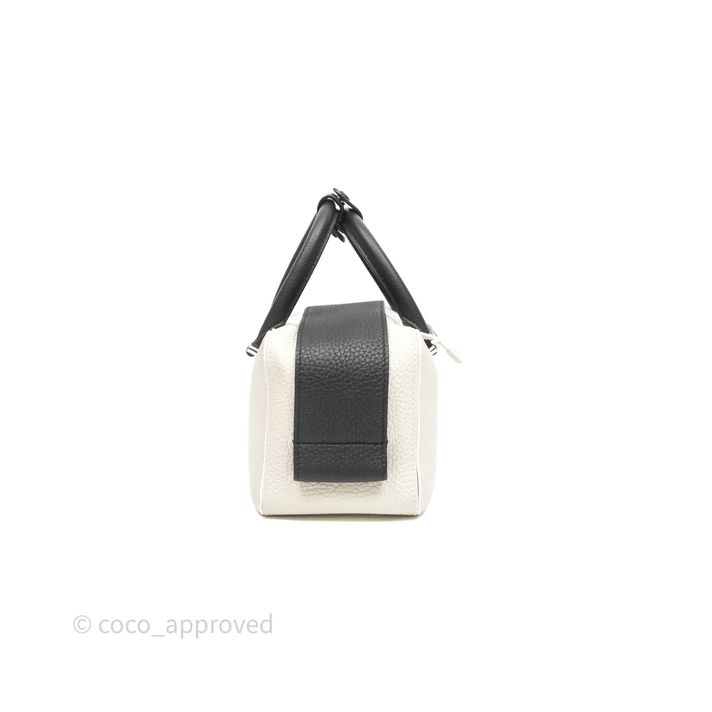 Delvaux Cool Box Mini Taurillon Soft Grained White/Black Calfskin Silver Hardware