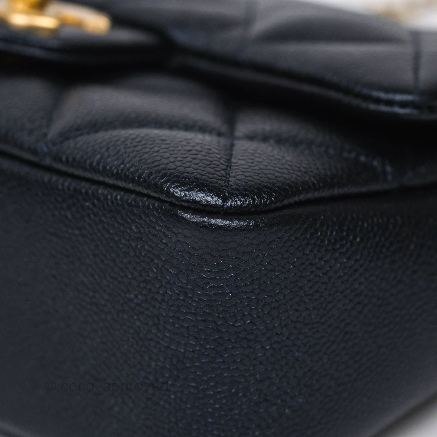 Chanel My Perfect Mini Flap Quilted Iridescent Navy Caviar Aged Gold Hardware
