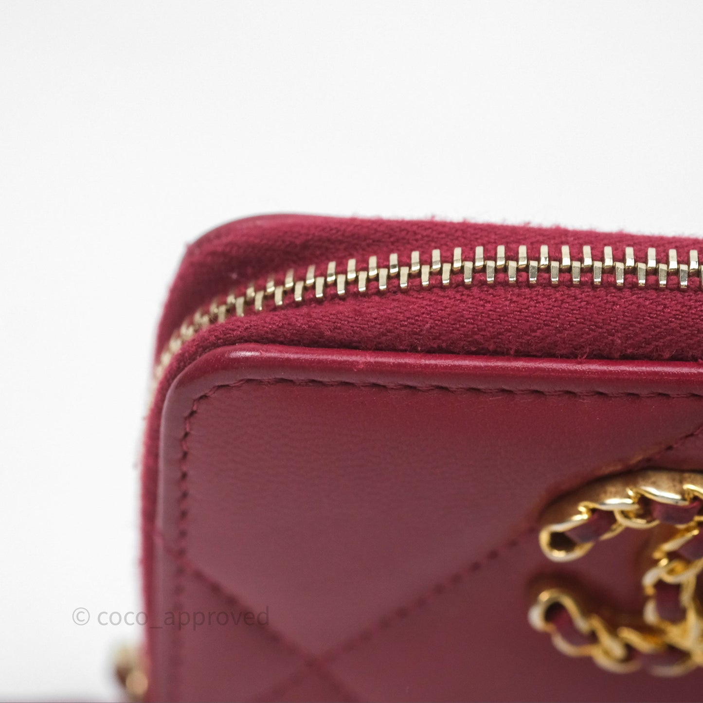 Chanel 19 Zip Card Holder Pink Lambskin Gold Hardware