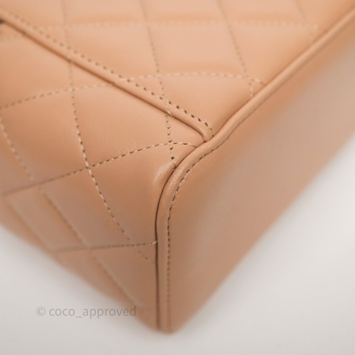 Chanel Top Handle Vanity Lambskin Beige Bag Gold Hardware
