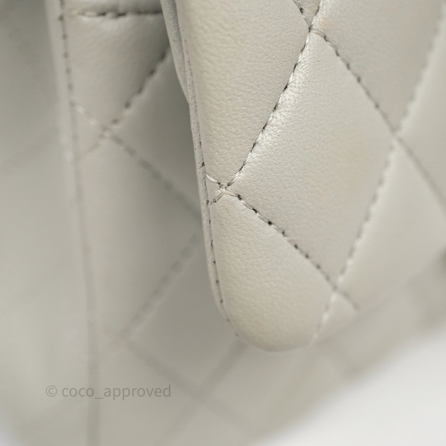 Chanel Small Classic Flap Quilted Grey Lambskin Gold Hardware