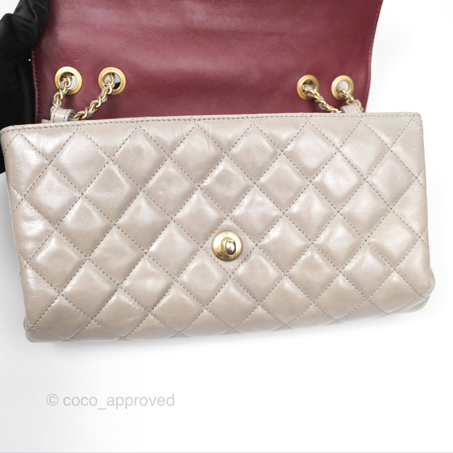 Chanel Accordion Flap Bag Taupe Crinkled Glazed Calfskin