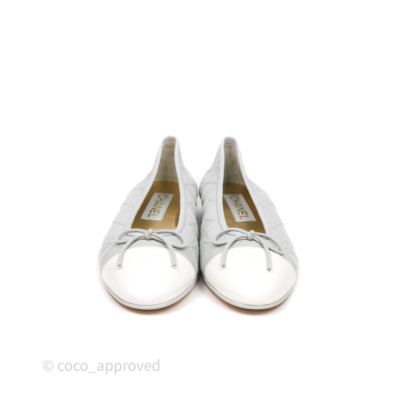 Chanel CC Quilted Grey Ballerina Flats Size 39
