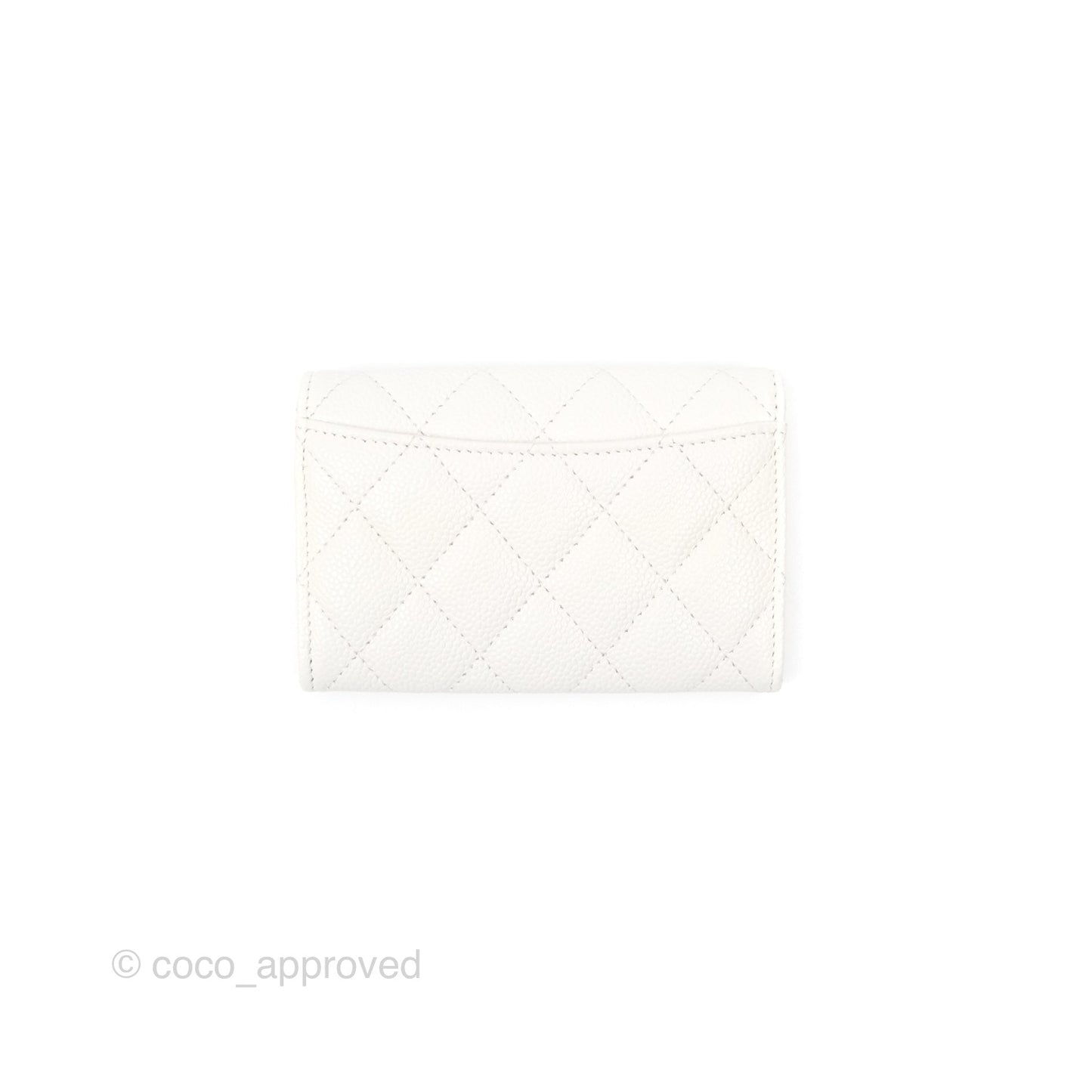 Chanel Quilted Flap Card Holder White Caviar Silver Hardware
