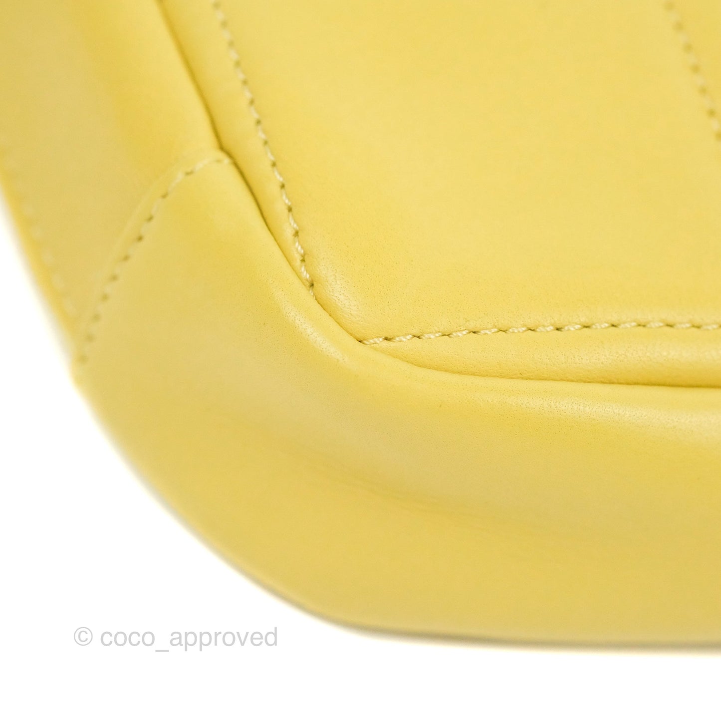 Chanel Small Quilted Diamond Cut Bag Yellow Lambskin Aged Gold Hardware