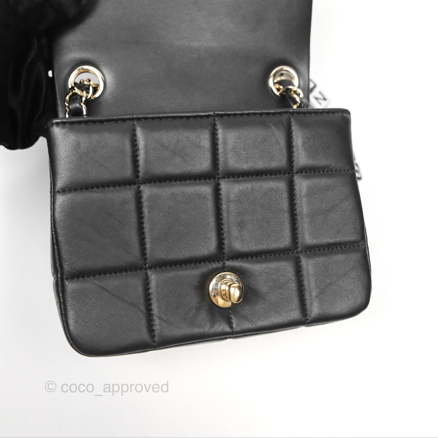 Chanel Mini Monacoco Flap With Dice Logo Chain Lambskin Black Gold Hardware 23C