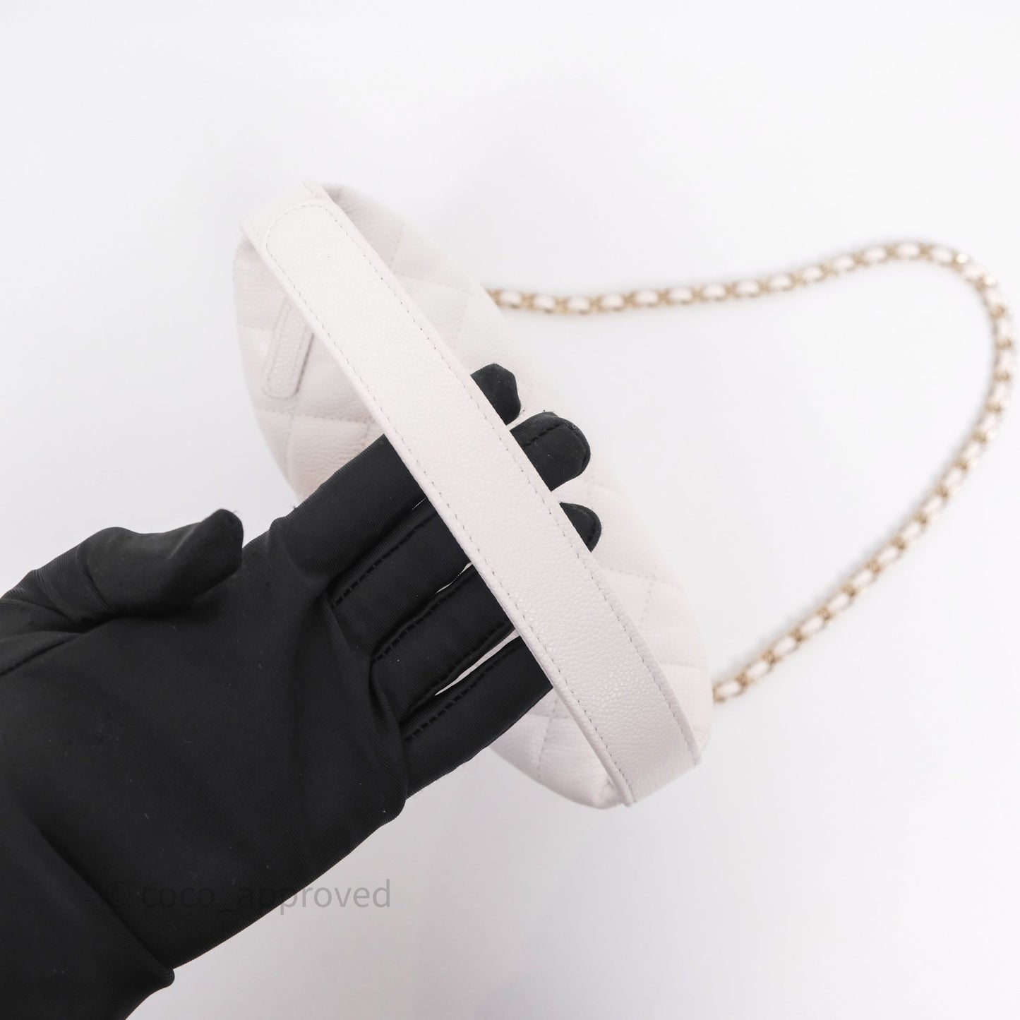 Chanel Quilted Hobo With Chain White Caviar Gold Hardware