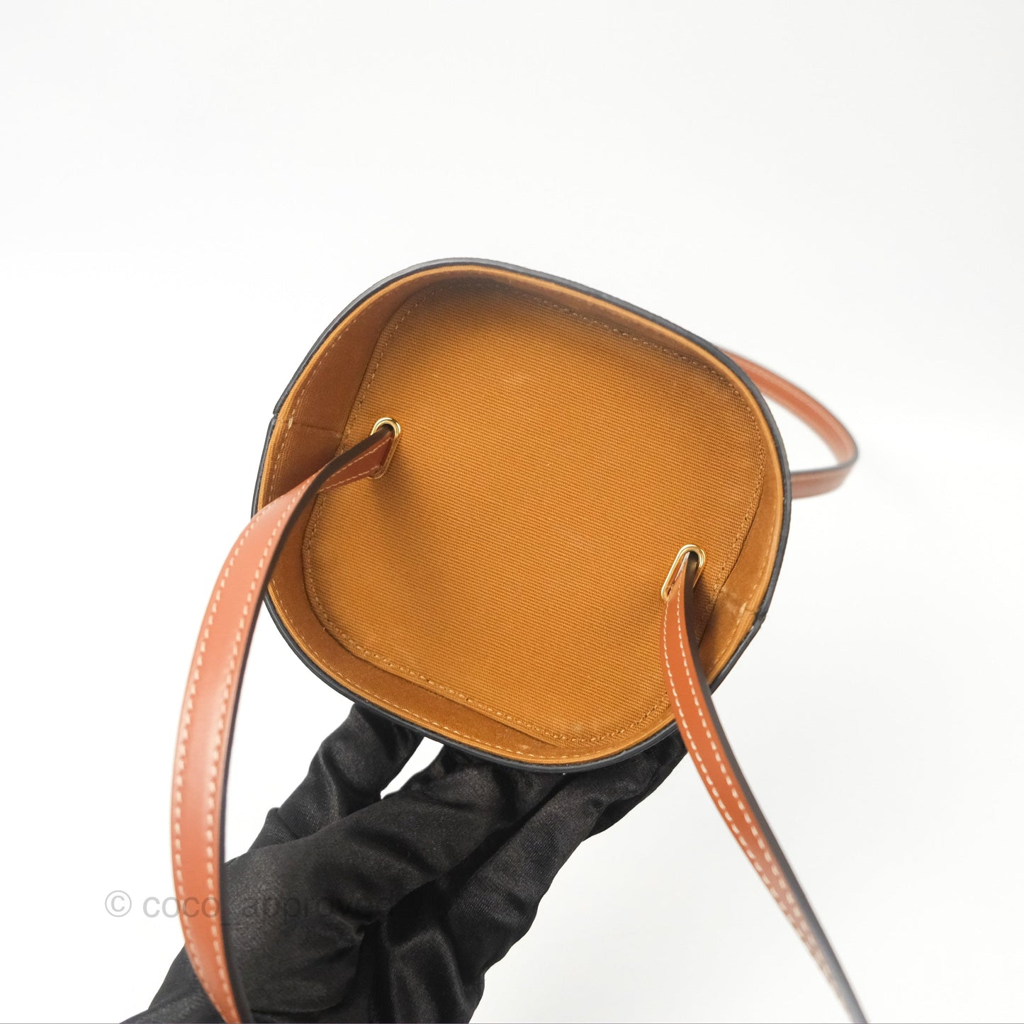 Celine Small Box Cuir Bag Triomphe Canvas Tan