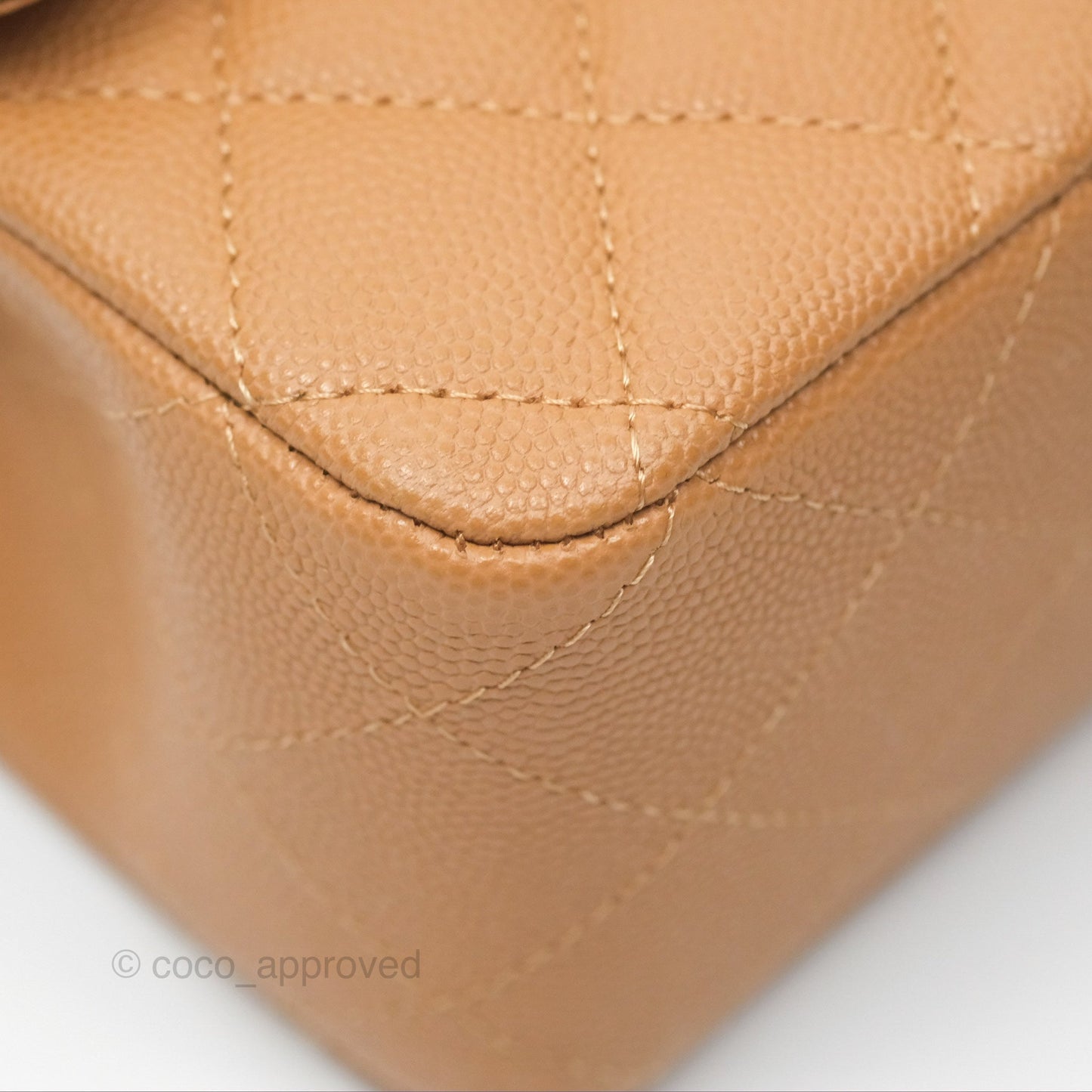 Chanel Classic M/L Medium Flap Quilted Beige Caviar Gold Hardware 23P