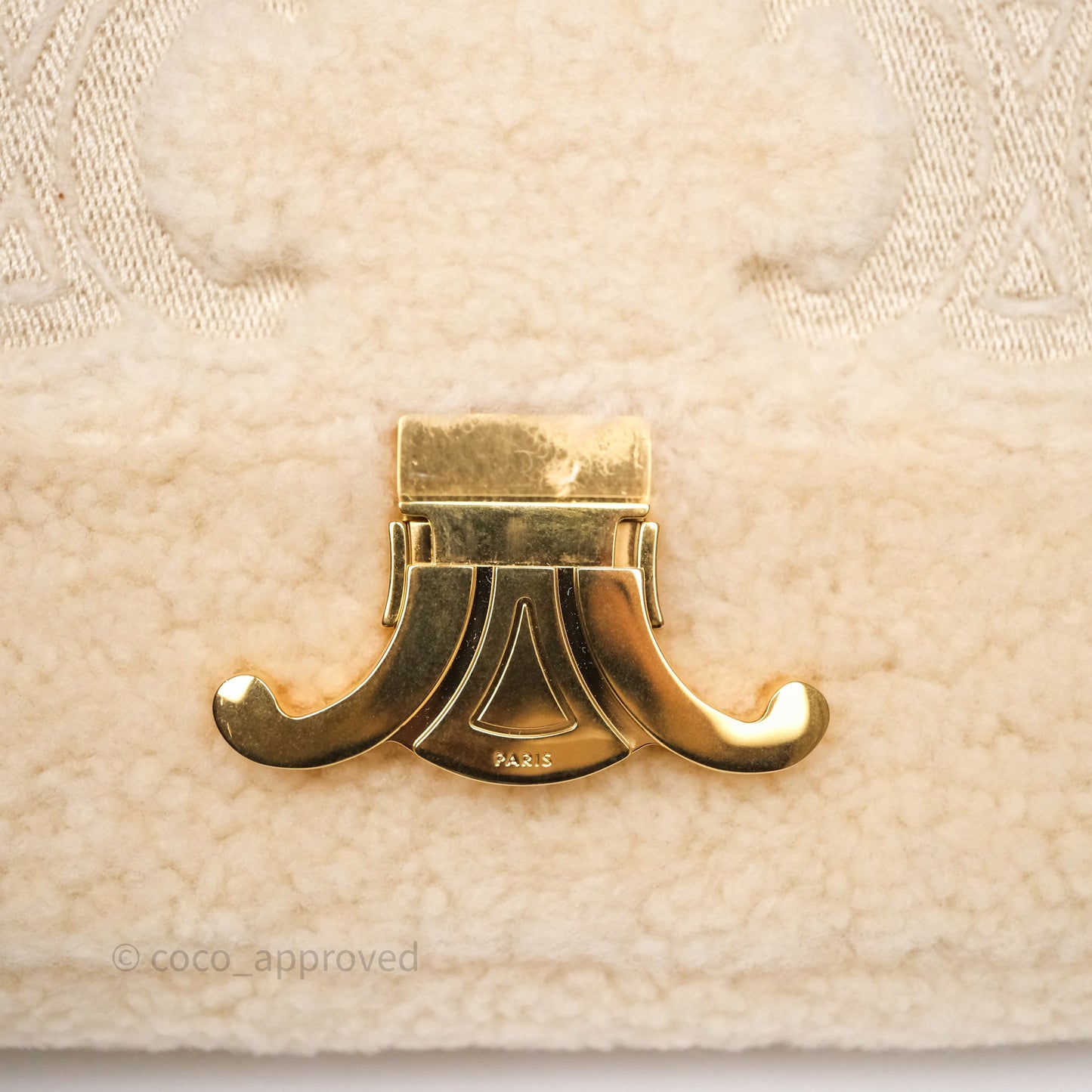 Celine Triomphe Shoulder Bag Beige Shearling