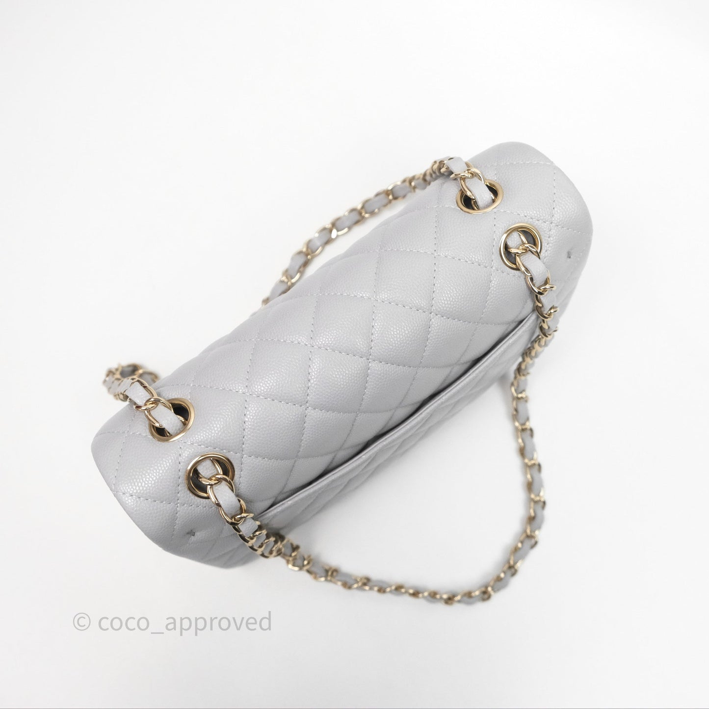 Chanel Small Classic Flap Quilted Grey Caviar Gold Hardware 21A