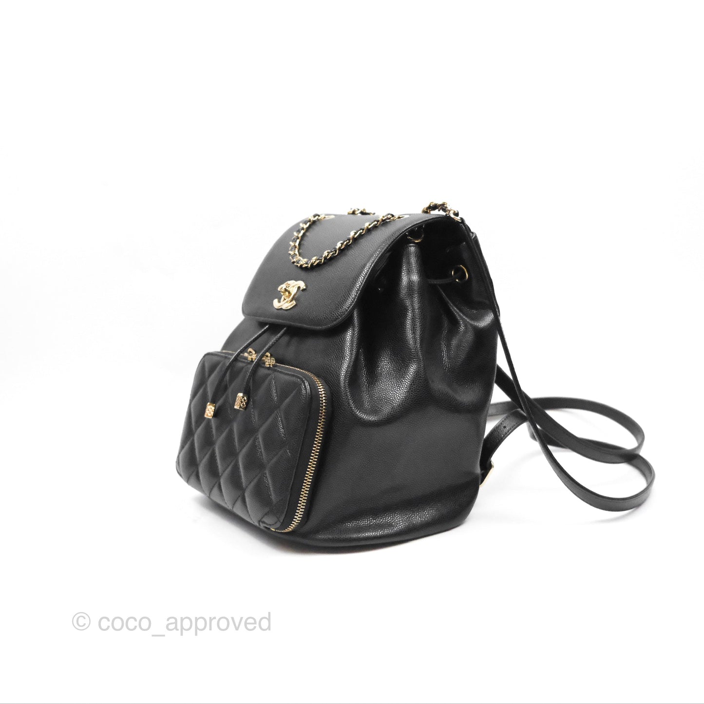 Chanel Quilted Business Affinity Backpack Black Caviar Gold Hardware