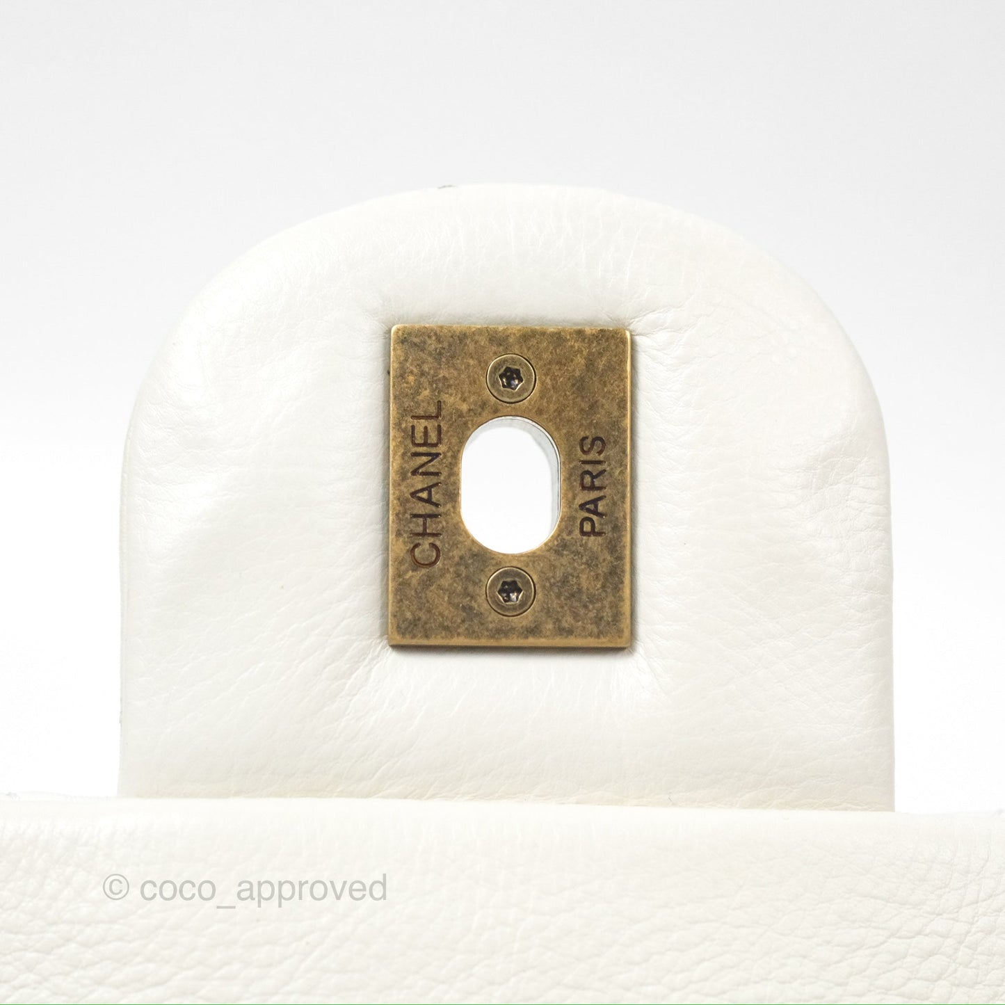 Chanel CC Crown Flap White Calfskin Antique Gold Hardware