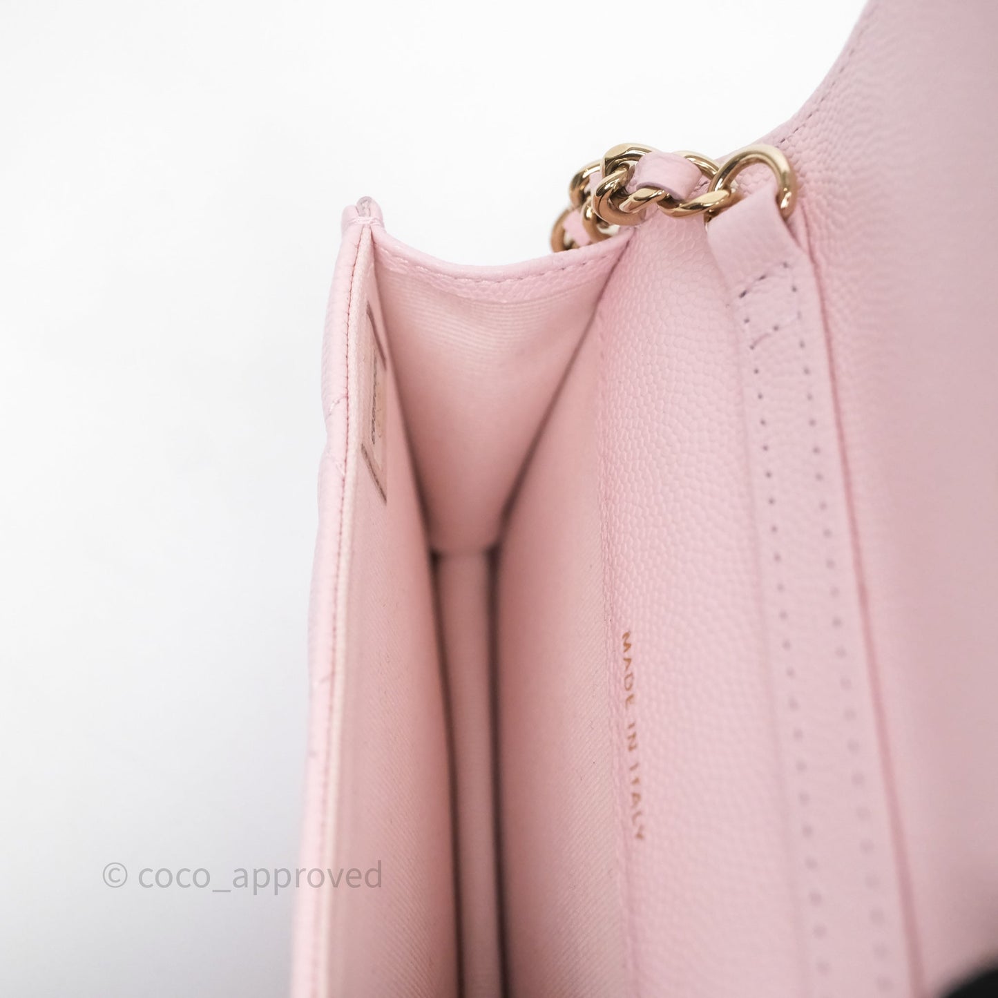 Chanel Mini Clutch With Chain Light Pink Caviar Gold Hardware