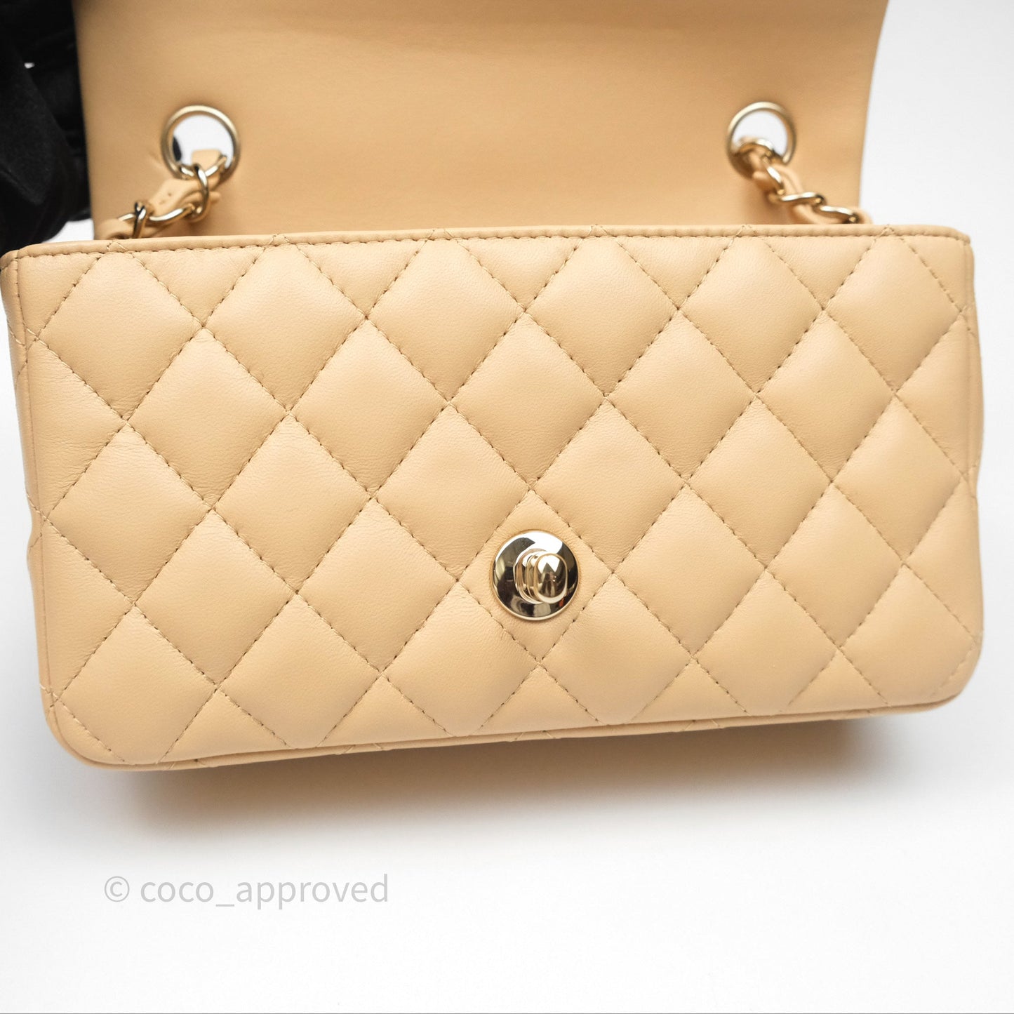 Chanel Mini Rectangular Quilted Beige Lambskin Gold Hardware