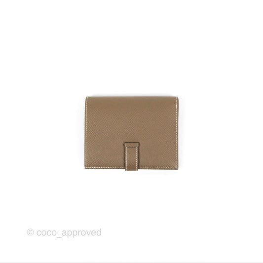 Hermes Bearn Compact Wallet Etoupe Epsom Palladium Hardware