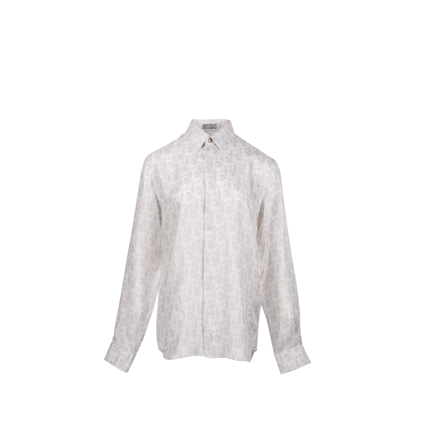 DIOR Homme Size 39 Dior Oblique Shirt Silk Light Grey/White
