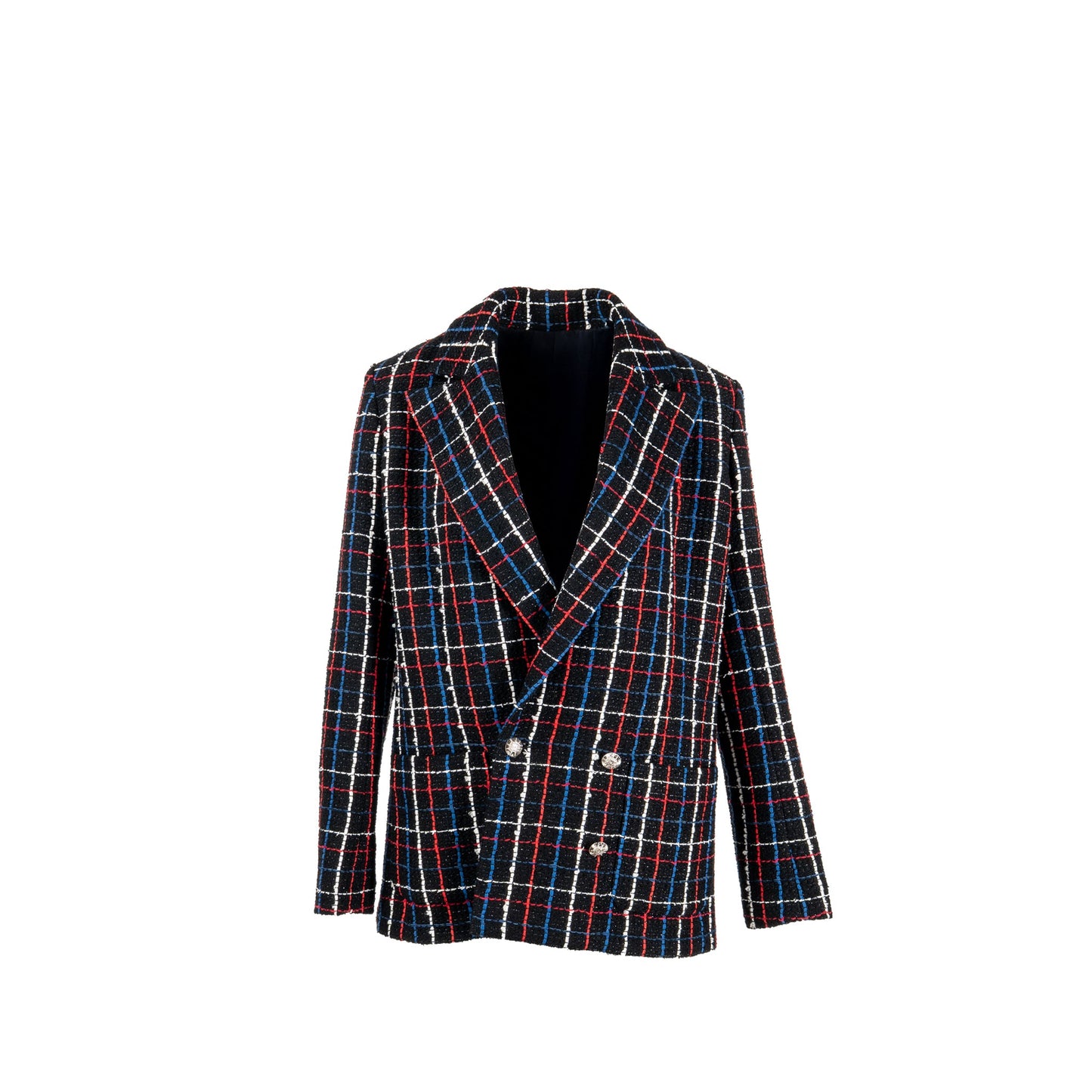 Chanel Size 40 CC Button Tweed Jacket Cotton/Polyester Black/Multicolour