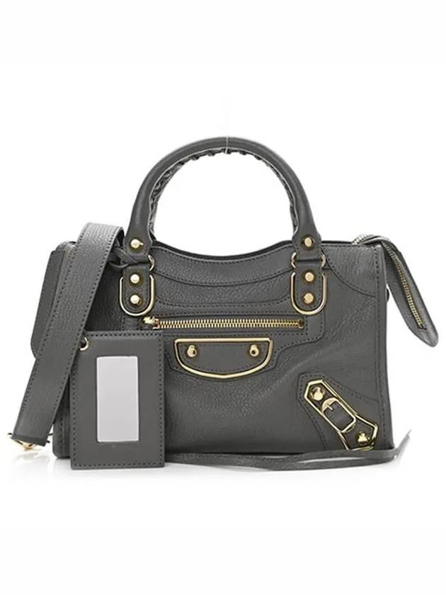 Luxury Balenciaga Metallic Edge Mini City Tote Bag Grey