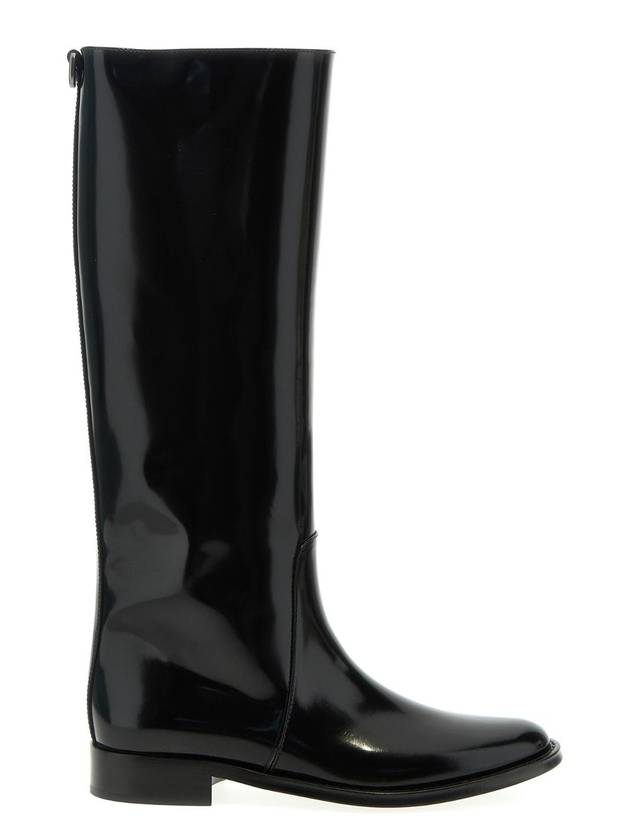 Luxury Saint Laurent Hunt Leather Long Boots Black